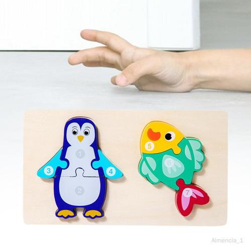 Puzzles En Bois, Jeux De Développement Pour Enfants De 1, 2 Et 3 Ans, Filles Pingouin Et Poisson