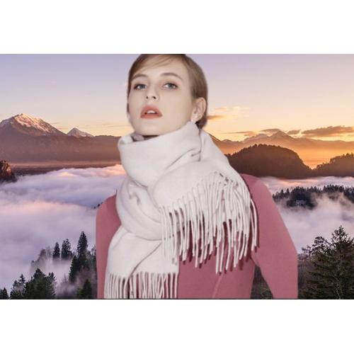 Echarpes-Châles-Foulard Femme,100%Cachemire Blanc Brodé,Idée Cadeau Mode,Style Élégant,Chic
