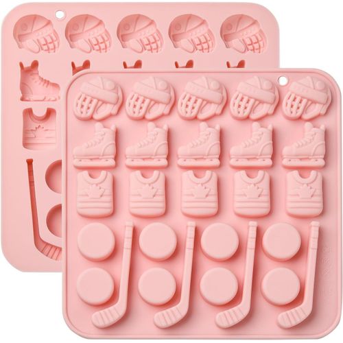 Lot De 2 Moules En Silicone Sur Le Thème Du Hockey En Forme De Casque De Sport Pour Gâteaux,Bonbons,Pudding,Savon,Bougies,Loisirs Créatifs