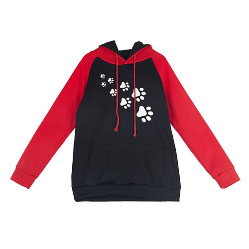 Sweats A Capuche Pour Femme Sweat-Shirts Dames Vetements De L'automne Survetement Sweat Shirt Patte De Chat Imprime A Manche Longue Sweat A Capuche Rouge Xxl / Us = 14, Uk = 16