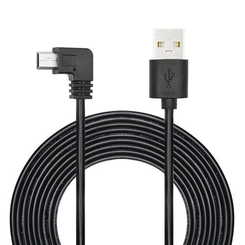 Kalanka-Right Angle Power Cable For Dash Cam 90 Degree Mini Usb Charging Cable 24awg For Garmin Nuvi Gps Canon Dash Cam Etc Mini Usb Black