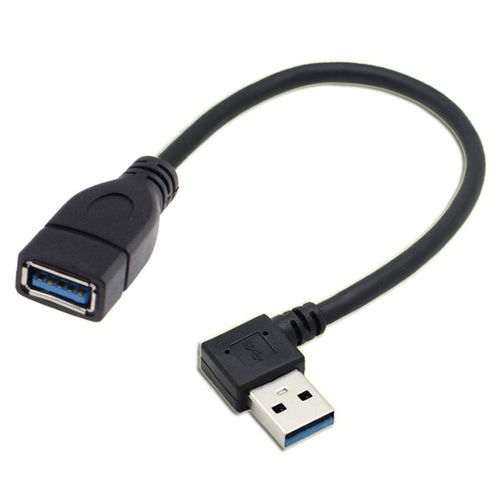 KALANKA-USB 3.0 Type A Male Angled to USB 3.0 Type A Female Extension Cable 20cm 5Gbps Left Angled