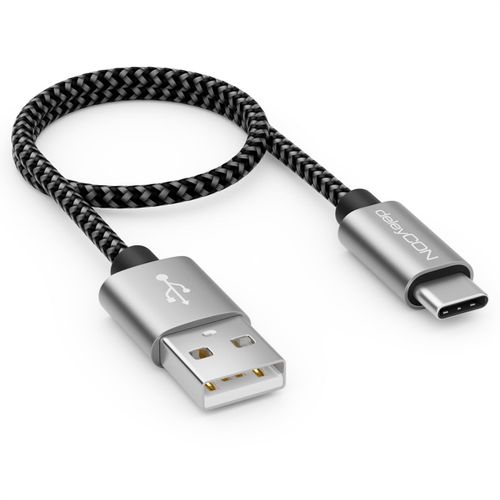 KALANKA-0.3 m Nylon USB-C Cable 30 cm Short Charging Cable USB Type C Data Cable Metal Connector Charging & Sync for Mobile Phone & Smartphone