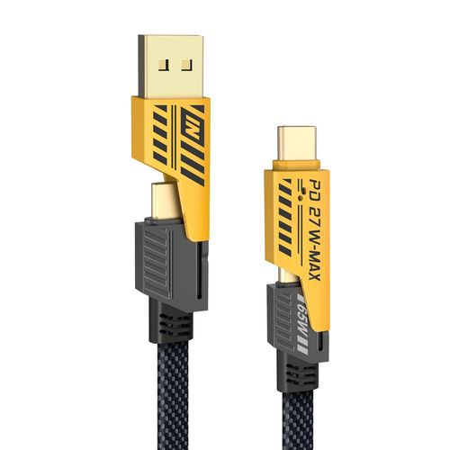 KALANKA-Multi USB Cable 4 in 1 Universal: 1.8 m Multiple USB Charger Cable, Nylon Fast Charging Cable with USB A/USB C to 65W Type C/27W PD Compatible with iPhone Samsung Galaxy Macbook iPad