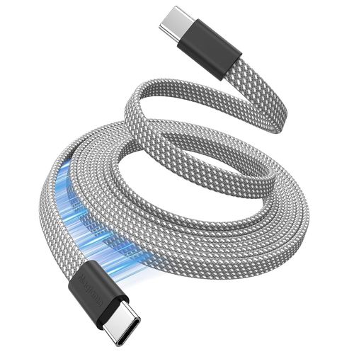 KALANKA-usb c magnetic cable, 1.5m flat coil usb c to usb c cable 60w(3a), retractable fast charging cable type c, usb c flexible cable compatible i- phone 15 pro max