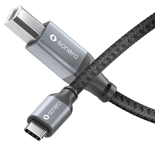 KALANKA-Cable USB 2.0, cable de connexion, cable d'imprimante, fiche C vers fiche B, 480 Mo/s, gris sid¿¿ral/noir, 2,00 m
