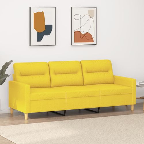 Vidaxl Canapé À 3 Places Jaune Clair 180 Cm Tissu