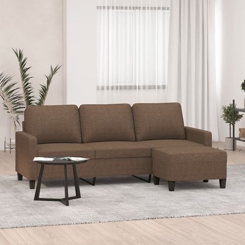 Vidaxl Canapé À 3 Places Avec Repose-Pieds Marron 180 Cm Tissu