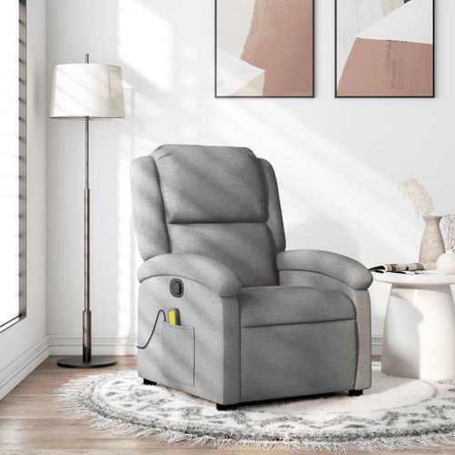 Vidaxl Fauteuil De Massage Inclinable Gris Clair Tissu