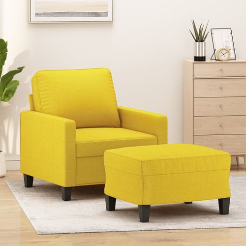 Vidaxl Fauteuil Avec Repose-Pied Jaune Clair 60 Cm Tissu