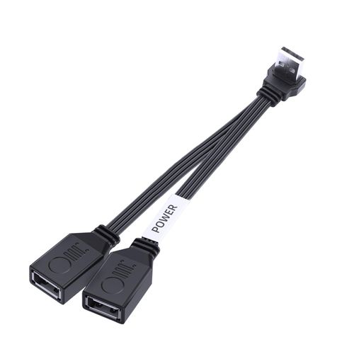 KALANKA-PD 65W Short Fast Charging Cable USB 2.0 Male to 2 Female Sockets, Dual USB Data Transfer Cable for Phones, Tablets, Laptops, 10cm (Angle