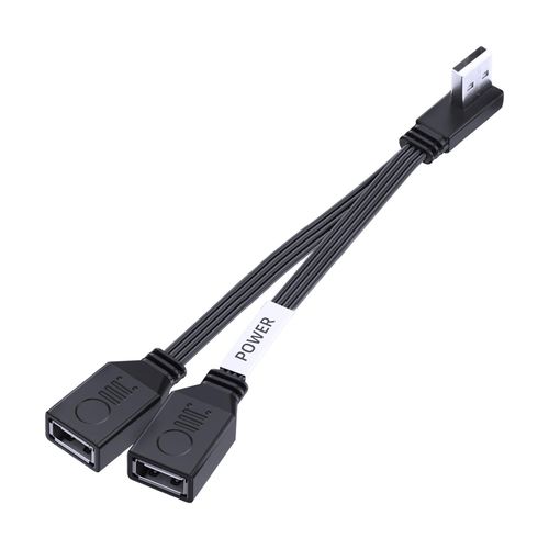 KALANKA-PD 65W Short Fast Charging Cable USB 2.0 Male to 2 Female Sockets, Dual USB Data Transfer Cable for Phones, Tablets, Laptops, 10cm (Angle
