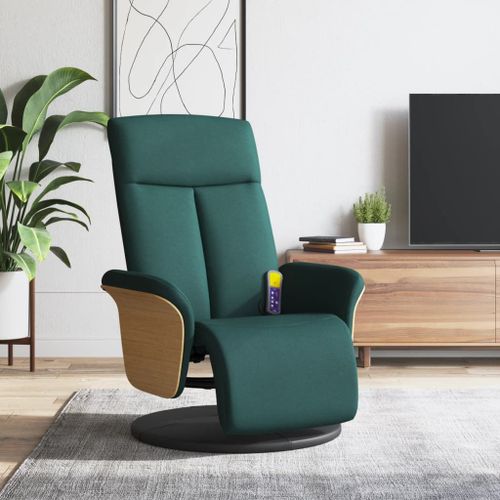 Vidaxl Fauteuil Inclinable De Massage Et Repose-Pieds Vert Foncé Tissu