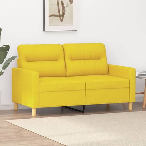Vidaxl Canapé À 2 Places Jaune Clair 120 Cm Tissu