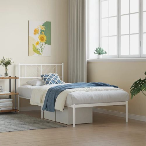 Vidaxl Cadre De Lit Métal Sans Matelas Et Tête De Lit Blanc 100x190 Cm