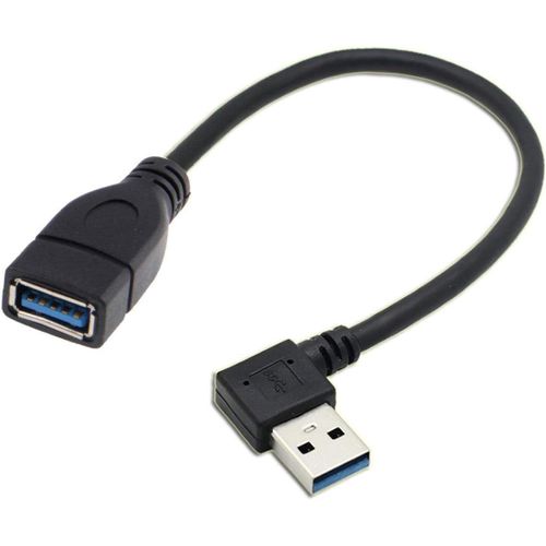 KALANKA-USB 3.0 Type A Male to USB 3.0 Type A Female Extension Cable 20cm 5Gbps 90 Degree Left Angled