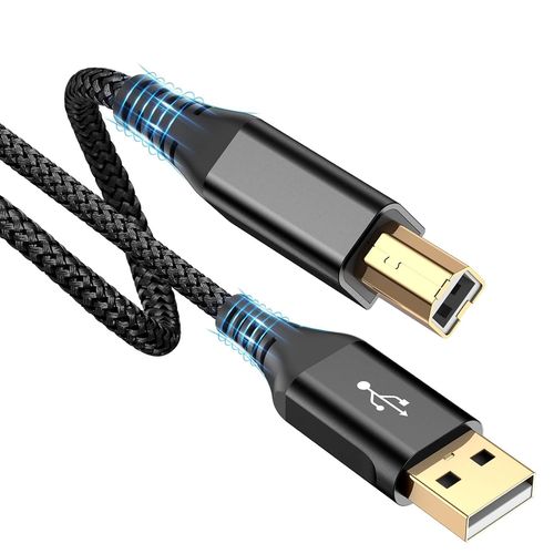 KALANKA-USB Printer Cable 6m USB 2.0 Type B Scanner Cable USB A to USB B Cable Compatible with HP, Dell, Canon, Epson, Lexmark, Xerox, Brother, Samsung, Pixma Black
