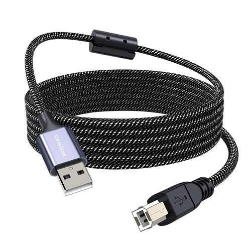 KALANKA-Printer Cable, USB 2.0 A Male to USB B Scanner Cord Printer, USB Cable A to B 2.0 Nylon Braided Compatible with HP, Dell, Brother, Xerox, Samsung and Others (3M)
