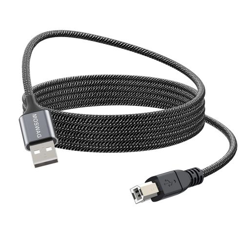 KALANKA-Printer Cable, USB 2.0 A Male to USB B Scanner Cord Printer, USB Cable A to B 2.0 Nylon Braided Compatible with HP, Dell, Brother, Xerox, Samsung and others (1.5M)