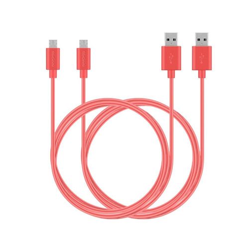 KALANKA-[Pack of 2 1.8 m Micro USB Cables High Speed USB 2.0 Sync and Charge for Samsung, HTC, Sony, Motorola, LG, Google, Nokia (Pink)