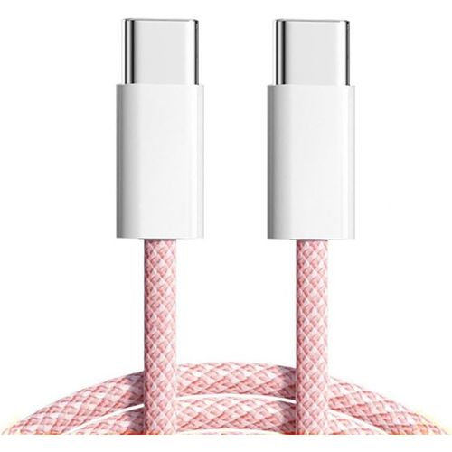 KALANKA-USB-C Power Cable 27W 65W 480Mbps Type C Fast Charging Power Cable for Phone, Tablet and Laptop, 0.2m Pink Sleeve