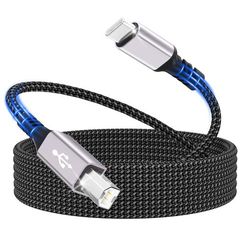 KALANKA-Printer Cable, USB C Printer Cable, USB C to USB B 2M Printer Cable, Nylon Braided USBC MIDI Cable, Compatible with MacBook Pro/Air, iMac, Matebook, Dell XPS,HP,Epson,Canon,Brother,Lexmark