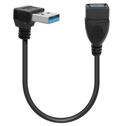 KALANKA-Short USB Cable 0.2m 90 Degree USB 3.0 Type A Male to Female Data Transfer Extension Cable for USB Flash Drive