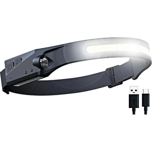 Lampe Frontale À Led Avec Éclairage À Induction 230 °C, 350 Lumens, Lampe Frontale Légère Et Rechargeable De Type C, Résistante Aux Intempéries, Idéale Pour La Course À Pied.