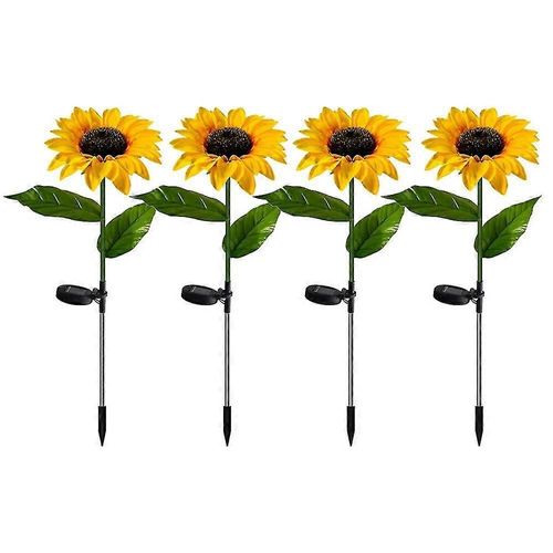 Lampes Solaires Décoratives Pour Jardin Extérieur - Lot De 4 Lampes Solaires De Jardin Avec Lumières Tournesol, Lampes Solaires D'extérieur Étanches, Allumage/Extinction Automatique, Lampe Décorative Solaire