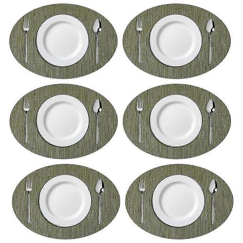 Sets De Table Ovales En Vinyle Tissé Imitation Bambou, Résistants À La Chaleur, Lavables, Pour Table De Cuisine