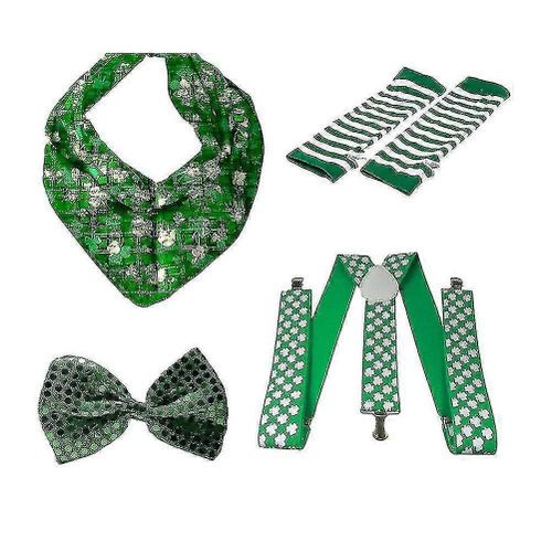 Lot De 4 Gants De Fête En Trèfle, Décoration De Cravate, Foulard, Trèfle, Fournitures Pour La Saint-Patrick