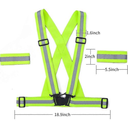 Gilet Réfléchissant Pour Une Visibilité Optimale De Jour Comme De Nuit, Pour La Course À Pied, Le Vélo Et Plus Encore, Unisexe (1 Gilet, 2 Brassards)