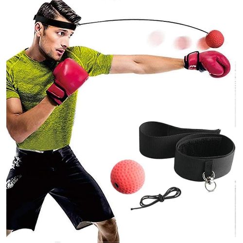 Ensemble De Balles De Réflexe De Boxe, Balle De Réflexe Sur Ficelle Avec Bandeau, Équipement De Combat De Réflexe Avec Balle En Caoutchouc 80 G, Idéal Pour Améliorer La Réaction De La Main.
