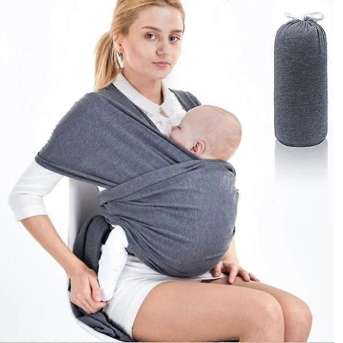 Écharpe Porte-Bébé, Porte-Bébé Ventral De Haute Qualité, Écharpe Élastique Pour Nouveau-Nés Et Tout-Petits Jusqu'à 15 Kg, 100 % Coton Biologique Doux Pour Hommes Et Femmes (Gris Foncé)