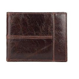 Portefeuille homme en cuir véritable, portefeuille à deux volets, porte-cartes d'identité, boîte cadeau, 6983