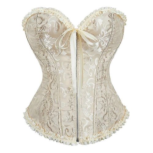 Corset Vintage Couleur Abricot Pour Femme, Bustier À Fermeture Éclair, Taille L, Motif Floral