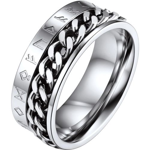 Asas-Bague Viking Homme Rune Bagues Anneau Anti Stress Runique Nordique Or/Noir/Acier Inoxydable Taille 54-64,Bijoux Anneau Tournant Vintage Vikings Cadeau Pour Homme Femme