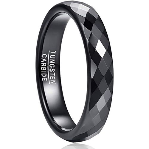 Asas-Bague En Tungstène 4mm Pour Femme Et Homme¿ Finition Facettée Diamantée¿Gravure Personnalisée Boîte Cadeau¿Noir/Bleu/Or Rose