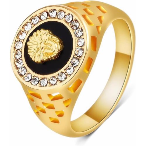Asas-Bijoux Homme Bague Chevaliere,Homme Bague Acier Inoxydable,Homme Bague Or,Bague Gothique Homme(Or,70)