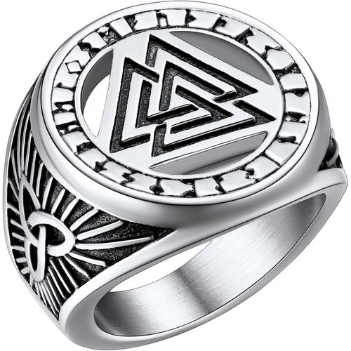 Asas-Bague Vikings Homme Personnalisable Chevalière Valknut Celtique Or/Noir/Acier Inoxydable Taille 54-66.5 Bijoux Nordique Porte Bonheur Cadeau Pour Hommes Garçons