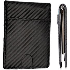 asas-Portefeuille Ultra Fin Pour Homme,Blocage Rfid,Portefeuille En Cuir De Fibre De Carbone,Portefeuille Pour Homme Avec 11 Emplacements Pour Cartes,Fenêtre D'Identité,Pince À Billets-Noir