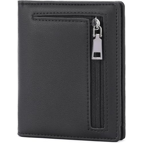 asas-Porte Carte Homme Portefeuille Homme Porte Monnaie Avec Blocage Rfid 6 Titulaires De Cartes De Crédit,1 Fenêtre Pour Carte D'Identité,1 Compartiment Pour Billets De Banque Et 1 Poche Zippée