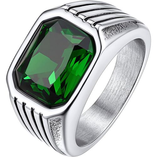 Asas-Bague En Acier Inoxydable Pour Homme,Bague Homme Argent/Noir Avec Pierre Rubis/Saphir/Émeraude/Onyx Noir,Bague Garçon Mâle Avec Taille Fr 54-72,Idées Cadeaux