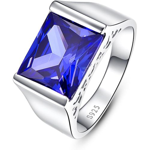 Asas-Bague En Tanzanite 10 Carats Pour Homme-8 X 12mm-Coupe Carrée-Bague En Argent Sterling 925 Avec Saphir-Bague De Fiançailles Pour Homme-Taille 52(16,6)À 67,2(21,4)