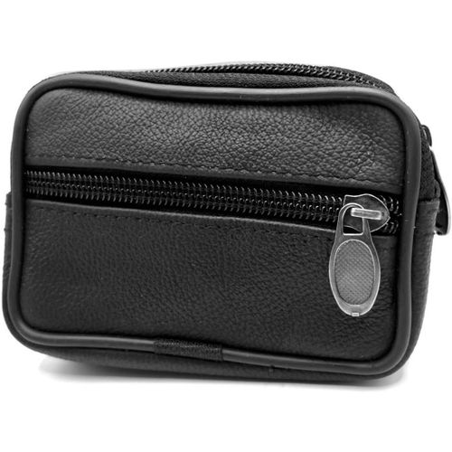 asas-Portefeuille Homme-Porte Monnaie-Avec Anneau Porte Clé-Multi Poches Zippée-En Cuir Véritable-Homme Femme(Noir)