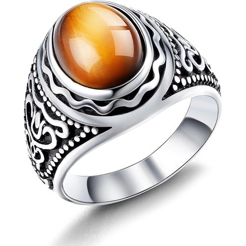 Asas-Bague Homme Acier Inoxydable,Bague Chevaliere Homme Bague Homme Argent,Bague Brande Taille Homme