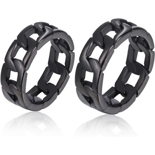 Asas-Bague Homme Acier Inoxydable,2 Pièces Bande Bagues Pour Homme Spinner Bague Fidget Bague Pour Anti Stress,Bague Homme Noir Argent Bagues En Acier Inoxydable