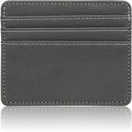 asas-Wisepoint Porte Carte Bancaire,Pu Cuir Étui Carte Bancaire,4 Fentes Pour Cartes Porte Carte Cuir Homme,Portefeuille Homme Porte-Carte Pour Les Événements D'Affaires,Les Voyages(Gris)