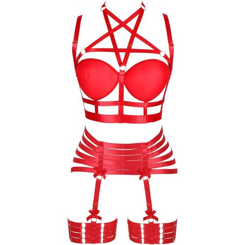 Asas-Femme Harnais De Corps Soutien-Gorge Punk Porte-Jarretelles Élastique Réglable Danse Gothique Carnaval Accessoires De Déguisement