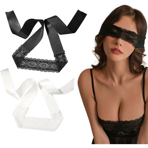Asas-2 Pièces Bandeau Yeux Nuit Sexy,Lingerie Sexy Femmes Chaudes Vêtements Exotiques Dentelle Creuse Masque Pour Les Yeux Accessoires,Noir + Blanc,Une Taille